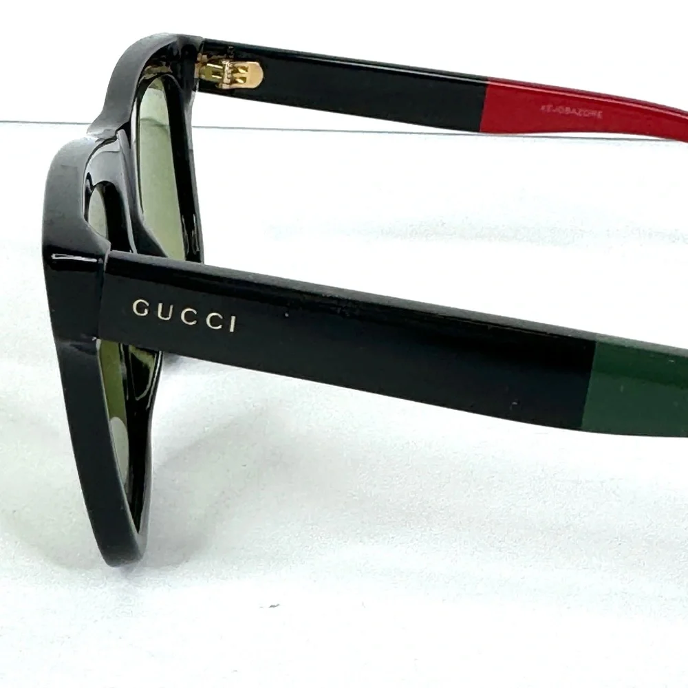 GUCCI Square Sunglasses NEW Black Red Green GG0158S 004 54 Made In Italy - Picture 2 of 16